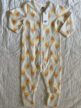 Candy Corn Print Infant Snap Romper - Cream & Orange